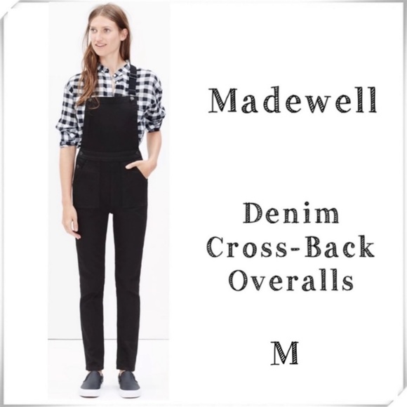 Madewell Denim Cross-Back Overalls in Black Size M Style# C9646 - Picture 1 of 7
